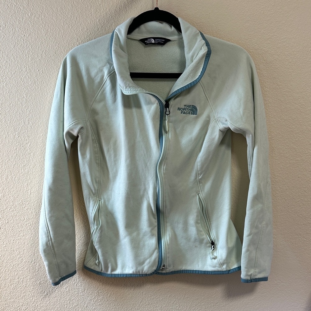 The North Face Kids Soft Green Jacket with Light Blue Details Size Small